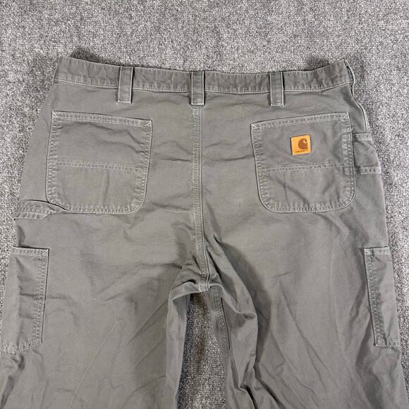 Carhartt Heavy Carpenter Loose Original Pants Mens 42x34 Green Canvas B151 FAT - Picture 2 of 7